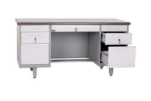 Adjustable Standfoot KD Structure Double Pedestal Steel Office Desk