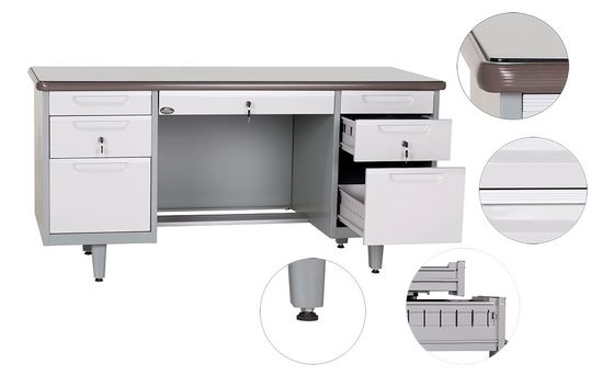 Adjustable Standfoot KD Structure Double Pedestal Steel Office Desk