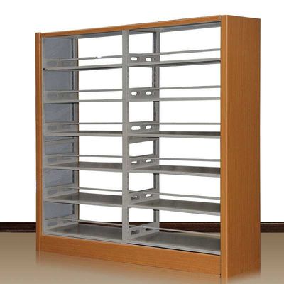Library 2.0mm Thickness Metal Storage Rack Wooden Frame Steel Storage Rack